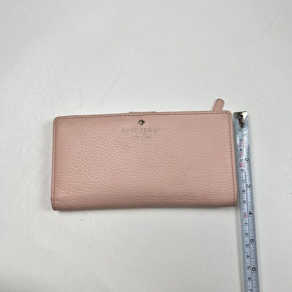 KATE SPADE Bifold Wallet Cobble Hill Blush Pink Pebbled Leather Clutch Preppy - Picture 3 of 9